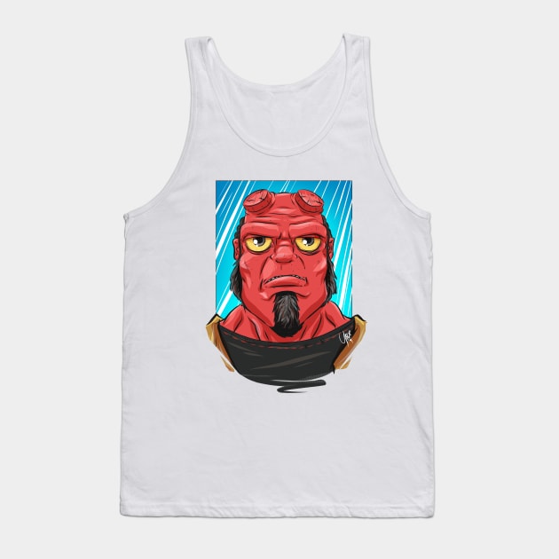 Pop Culture Caricature #10 - Hellboy Tank Top by yazgar